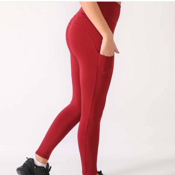 CM fashion womens leggings color burgundy NWT - Picture 5 of 9
